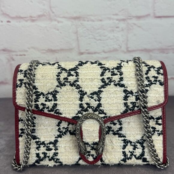 Gucci GG Tweed Dionysus Flap Wallet on a Chain - Picture 1 of 16